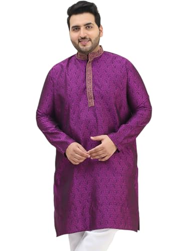 Image of SOJANYA Plus(Since 1958), Men's Silk Blend Self Design ONLY Long Kurta