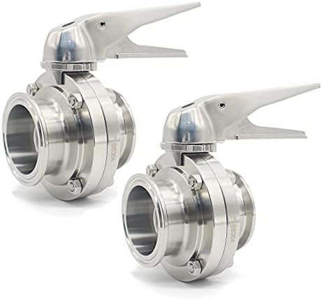 QiiMii Sanitary Stainless Steel 304 Tri Clamp Butterfly Valve with Trigger Handle and EPDM Seal, 2" Tube OD(2 Pack)