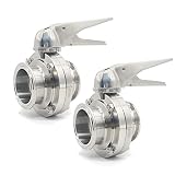 QiiMii Sanitary Stainless Steel 304 Tri Clamp Butterfly Valve with Trigger Handle and EPDM Seal, 2"