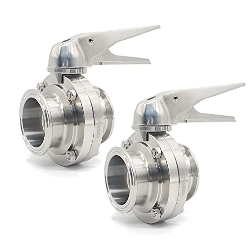 Qiimii Sanitary Stainless Steel 304 Tri Clamp Butterfly Valve With Trigger Handle And Epdm Seal, 2" Tube Od(2 Pack) #TOP5