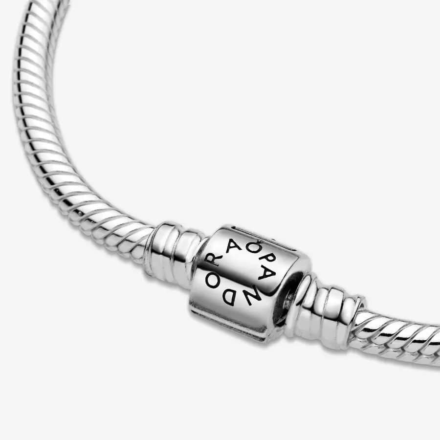 PANDORA Moments Barrel Clasp Snake Chain Bracelet - Silver Bracelet for Women - Sterling Silver - With Gift Box - Image 6