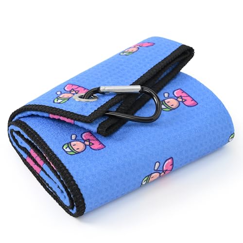 Mile High Life Golf Towel(16"x24"), Fun Prints Microfiber Towels, Waffle Fabric Large Golf Towel, with Heavy Duty Clip, Golf Bag Accessories for Men and Women Printed - Blue Towel