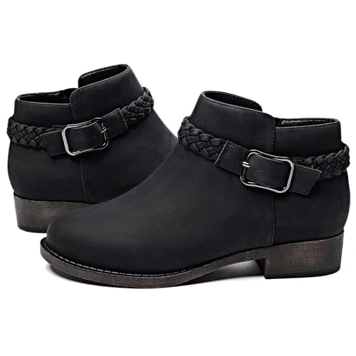 Veittes Women's Ankle Boots, Fashion Chunky Heel Ankle Boots with Side Zipper, Comfortable Slip-On Design for Women.2
