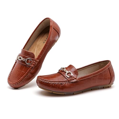 Image of Women's Business Loafers Work Casual Flats Shoes Lightweight Penny PU Leather Slip On Walking Shoes