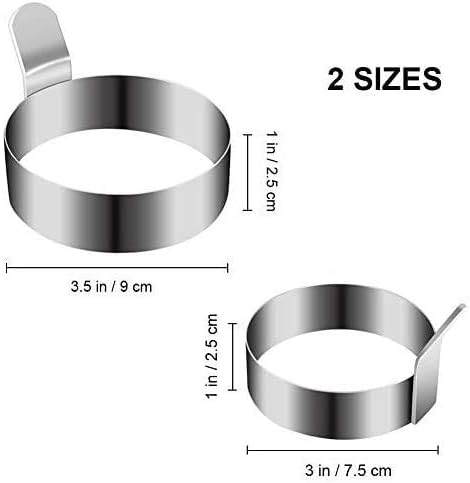 Egg Ring, Stainless Steel Round Eggs Frying Rings, Non-Stick Cooking Egg Mold for Frying Pan, Easy Cooking Omlete Fried Egg Pancake Beefsteak (4 Packs, 2 Sizes), Egg Poacher Koksi