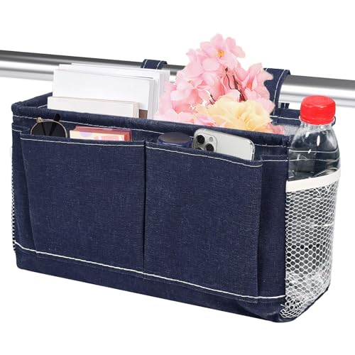 Kleemeiero Organizador de Cama Colgante con 5 Compartimentos | Organizador para Cama Infantil y Adultos | Bolsa de Almacenamiento camas Gran Capacidad para Libros, Revistas, Juguetes y Móviles