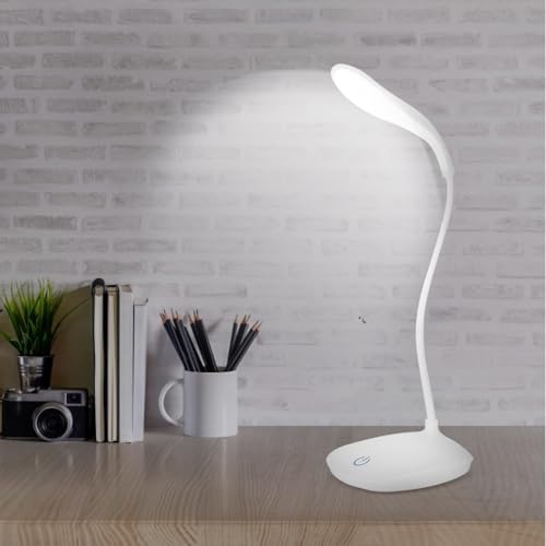 Cryfokt Lámpara de Escritorio LED Giratoria de 360° con Carga USB, Lámpara de Mesita de Noche con Interruptor Táctil Regulable para Leer, Trabajar, Escritorio Resistente y Plegable - imagen 5