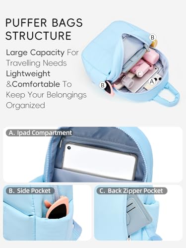 Image of WESTBRONCO Mini Backpack for Women Nylon Small Fashion Backpacks Purse Puffer Lightweight Backpacks for Travel, Shopping