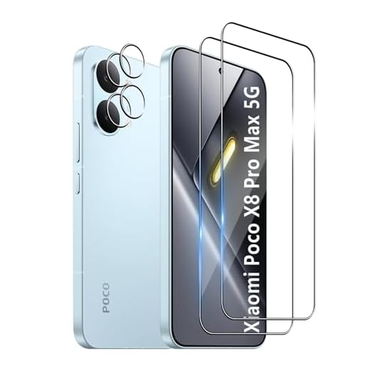 Bihizei Schutzfolie für Xiaomi POCO X8 Pro Max 5G für Panzerglas, 2 Stück Schutzfolie & 2 Stück Kamera Schutzfolie, 9H Displayschutz, Ultra-HD Panzerfolie, Anti-Kratz, Anti-Bläsch