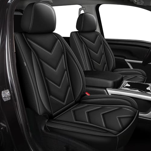 YORKNEIC Coprisedili adatti per Nissan Titan 2017-2023 2024: 5 sedili impermeabili in pelle - Compatibile con camion Pickup Crew Cab e Extended Cab (nero)