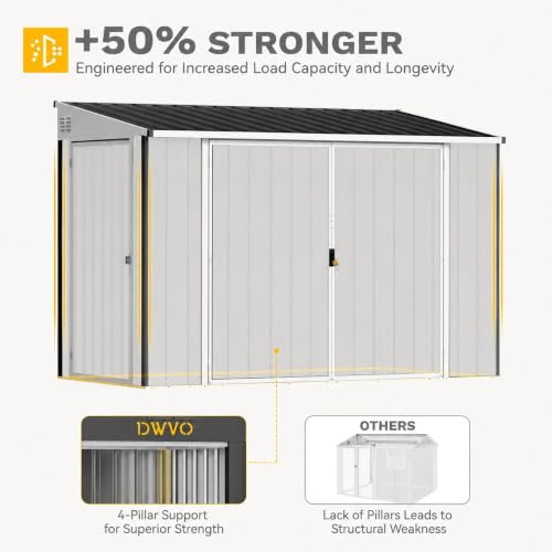 Image of DWVO 7' x 4' Outdoor Storage Shed with 3 Lockable Doors & Air Vent