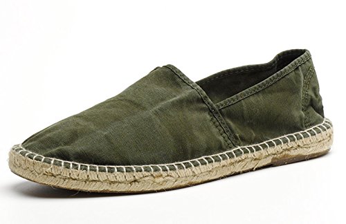 Natural World Eco – Alpargatas Veganas Yute de algodón orgánico - para Hombre - Color Verde Caqui- 325E