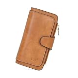 NGIL Women Wallet Faux Leather RFID Trifold, High Capacity Women Wallet, Multi Credit Card Holder Organizer Ladies Clutch, Faux Leather Vintage Wallet (Light Brown)
