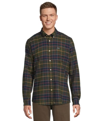 Barbour MSH5014-TN11 Keyloch Taylored Shirt BD Classic Tartan Men's Flannel Shirt, Classic Tartan Green, XL