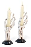 Boston International Halloween Taper Candle Holders, Set of 2, 3 x 8-Inches, Skeleton Hands