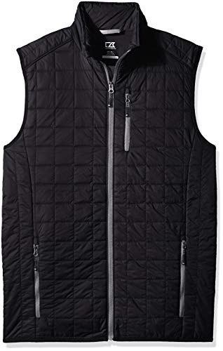 Cutter & Buck Men's Weather Resistant Primaloft Down Alternative Rainier Vest, Black, 3X Tall