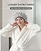 YIZIJIZI Triple Layer Reusable Waterproof Shower Cap for Women Large Terry Lined Hair Cap for Long Thick Hair Travel Bath Care Grey