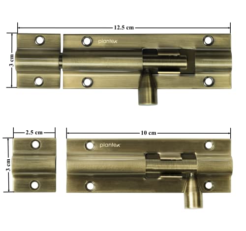 Image of Plantex Stainless Steel Tower Bolt /Tower Bolt for Home,Offices Doors and Windows /Tower Bolt for Main Door /Door Latch /Kundi /Chitakini /Door Latch for Windows - Pack of 8 (Brass Antique, 4 inch)