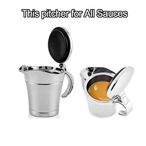 Iaxsee Gravy Boats, Gravy Warmer, Double Wall Stainless Steel Make, Creamer Pitcher And Caramel Sauce For Coffee, 16 Oz Stainless Steel Pitcher (16 Oz) #TOP3