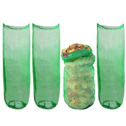 Bolsas de jardín reutilizables – 4 piezas grandes bolsas de residuos de jardín reutilizables, contenedor de limpieza con cordón para pasillo terraza parque