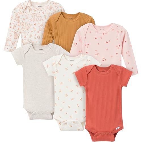 Image of Gerber Baby Girls' 6-pack Long-sleeve Onesies Bodysuits