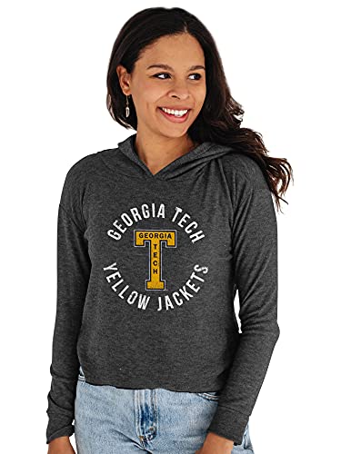 Reserve Collection by Blue 84 NCAA Georgia Tech Womens Cozy Crop Top Vault Hoodie, Georgia Tech Black, Large