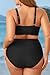 Aqua Eve Women Plus Size Two Piece Swimsuit High Waisted Bikini Set Tummy Control Bathing Suit Black 14W