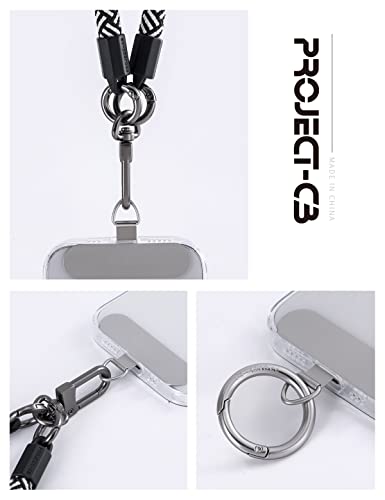 project-cb Phone Tether Tab ×1,Spring Ring ×1,Metal Patch,Universal Phone Lanyard Patch Without Adhesive,Phone Strap Replacement Part for Cell Phone (Silver) - Thumbnail 3