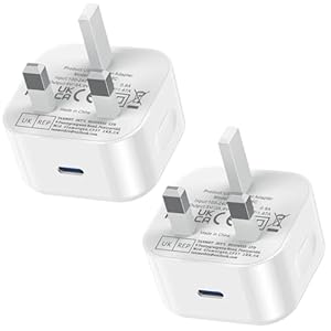 SEVENGO 2 Pack USB C Plug Fast Charge Compatible with iPhone 17 Pro Max Air 16e 16 Plus Pro Max 15 14 13 12 11 SE Watch iPad 10 11th A16 A17,25W New Type C Port Charging Wall Charger Plugs Adaptor UK