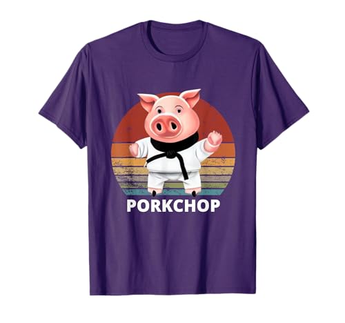 Animals Puns Pig Karate Pork Chop Pun T-Shirt
