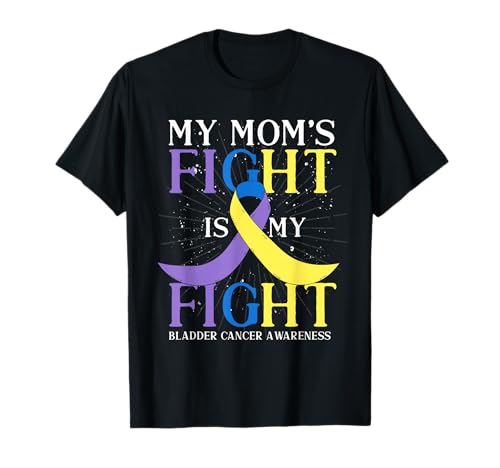 Purple Blue Yellow Ribbon Mom Bladder Cancer Awareness T-Shirt