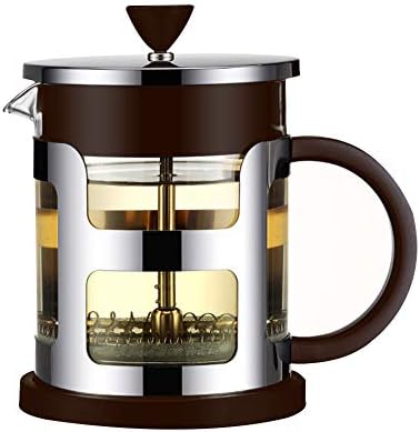 DINNA Press Coffee Maker Stainless Steel Cafetiere with Glass Jug, Coffee Plunger with Filter, Manual Coffee Maker with Finish,WineRed,600ML