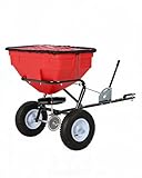 Tow Behind Broadcast Spreader, 125 LBS Large Capacity Universal Hook Tow & Push Lawn Spreader, 9.8 ft Spreading Width 30 Adjustable Settings, Compatible with UTV ATV Riding Mower & Most Tractors