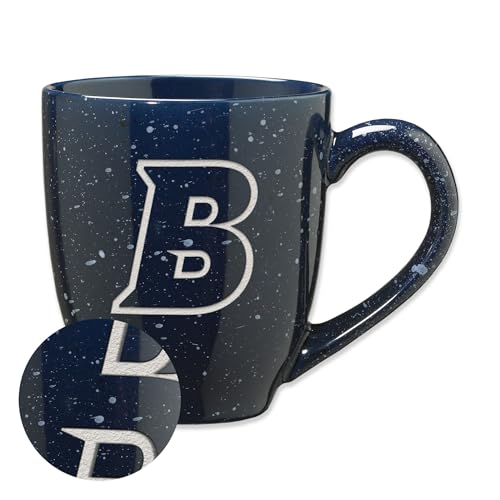 Rico Industries NCAA Brandeis Judges Primary Logo Navy 16 oz Team Color Laser Engraved Speckled Ceramic Coffee Mug