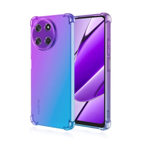 Topme Funda para Teléfono para Realme 11 (4G) (6.4' Inches), Funda para Teléfono Móvil con Gradiente de Color Transparente de Silicona Suave de TPU - Azul PúRpura