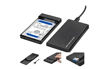 Cablet 2.5 Inch SATA USB 2.0 HDD/SSD High Speed Portable External Enclosure for 7mm and 9.5mm, Tool-Free Design, Supports UASP Max 6TB