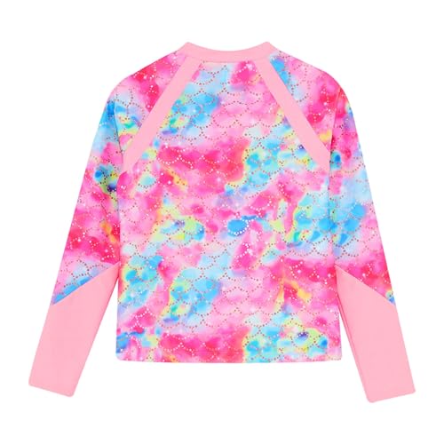 UPF 50+ Rashguard Shirts for Girls Printed Long Sleeve Zip Neck Swim Tank Top4