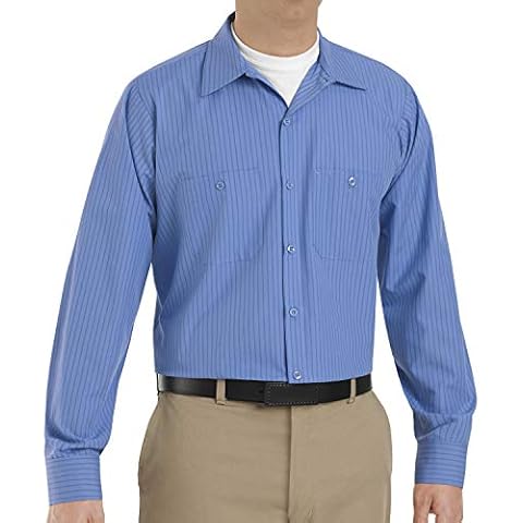 Red Kap Men's Industrial Stripe Work Shirt Cover