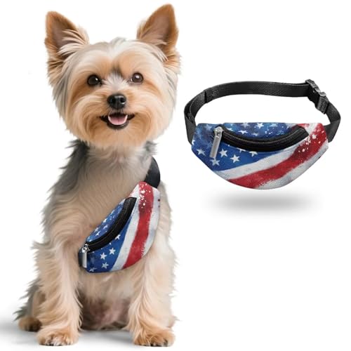 Snilety Dog Walking Bag Crossbody Small Sling Bag to Wear American Flag PU Leather Cat Mini Shoulder Bag for Party Travel Decorate Your Pet Lightweight Pets Accessories for Small Medium Dogs Cats