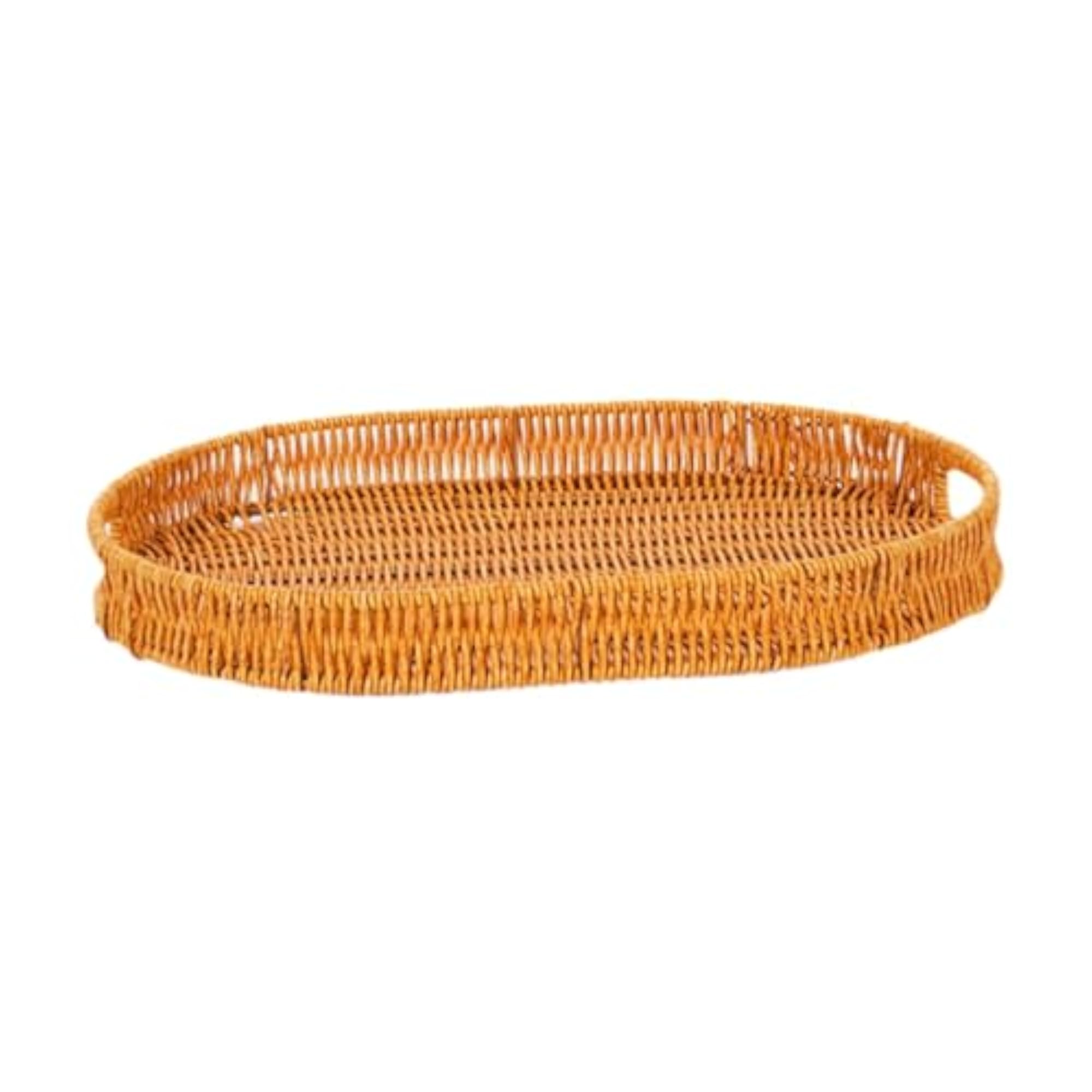 Imitation Rattan Bread Basket Oval Serving Tray for Cabinets