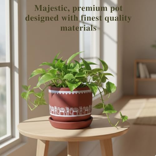 Image of Urban Upvan Terracotta Flower Pots for Garden, Dining Table & Home Decor | Elegant Planter for Living Room & Indoor Plants| Worli