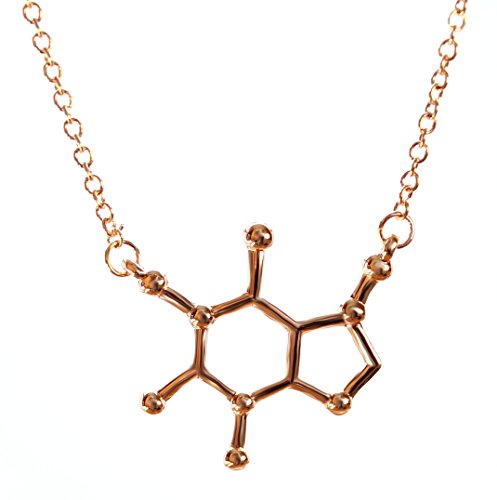 Serebra Jewelry Cafeína Molécula Colgante Collar aleación Color: Plata, Oro, Oro Rosa café de mañana