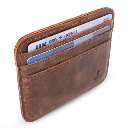 Snakehive - Card Wallet for Men and Women - Minimalist Style Genuine Leather Slim Card Holder Handmade in Europe (Brown)