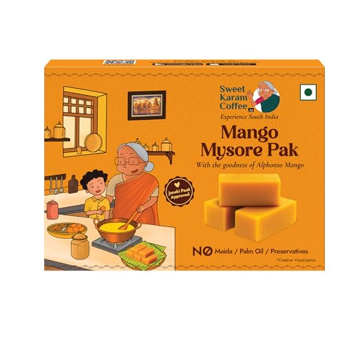 Image of Sweet Karam Coffee Mango Mysore Pak - 100g | No Maida or Preservatives | Traditional South Indian Sweet | Soft & Rich Melt-in-the-Mouth Texture | Authentic Homemade Recipe | Perfect Festive treat