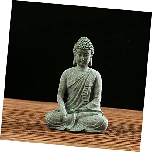 POPETPOP Fish Tank Supply Outdoor Home Decor Desk Top Decor Aquarium Buddha Decorative Outdoor Decor Blessing Tabletop Decoration Zen Figurine Décor Desktop Statue Green Sandstone - Image 3