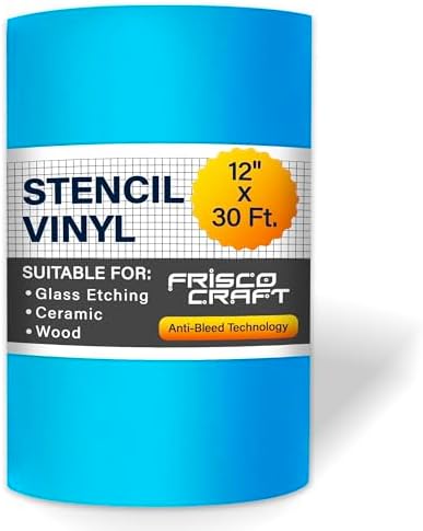 Frisco Craft Stencil Vinyl Masking Film - Blue Removable Sheet 12” x 30ft