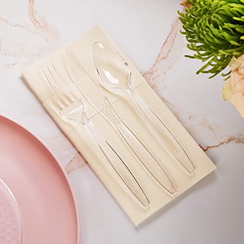 300 Clear Plastic Forks | Heavyweight Plastic Silverware Forks | Fancy Plastic Cutlery | Elegant Disposable Forks Pack | Bulk Disposable Flatware | Plastic Utensils Set | Disposable Silverware Cutlery #TOP2