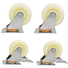 Caster Wheels Pack of 4 Heavy Duty Industrial Wheel Swivel Casters with Dust Cover and Brake Office Chair Swivel casters Color Fixed+Brake, Size 3in Swivel+Brake 4in
