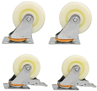 Caster Wheels Pack of 4 Heavy Duty Industrial Wheel Swivel Casters with Dust Cover and Brake Office Chair Swivel casters Color Fixed+Brake, Size 3in Swivel+Brake 4in