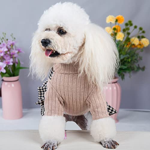 Laidapets Girl Dog Clothes For Small Medium Dogs, Designer Adorable Pet Dresses For Party Costumes Jeans Cat Puppy Doggie Apparel Khaki - Houndstooth Large (Pack Of 1) #TOP3